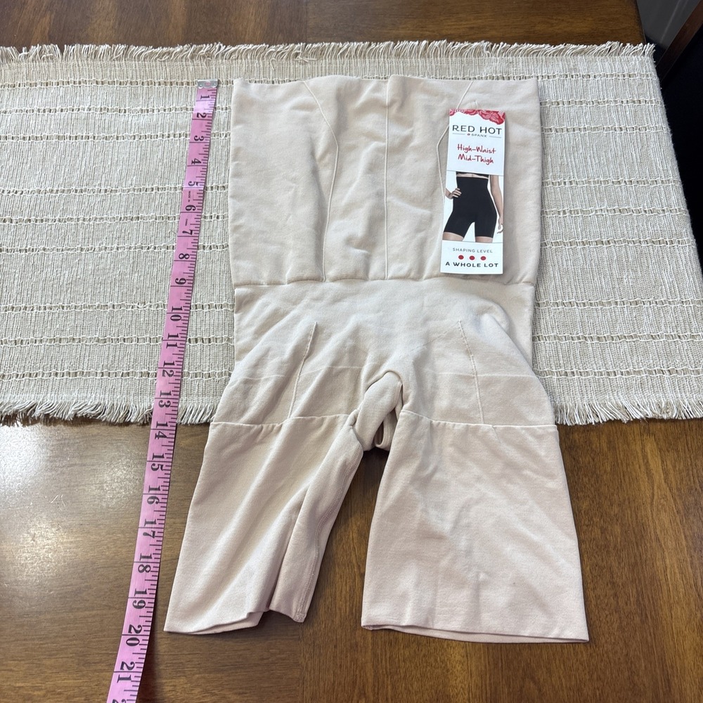 NWT Spanx Large Mid-Thigh High-Waisted Shaper Flat-Out Flawless Soft Nude FS4015